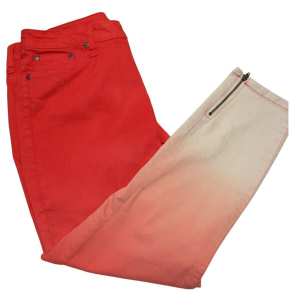PrAna Women's‎ Cropped Red Pink What Ombre Jeans Stretch Denim Size 8/29 Summer - Picture 1 of 6